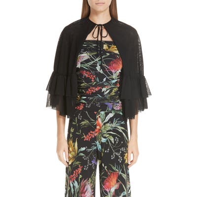 Fuzzi Ruffle Tulle Capelet, Black
