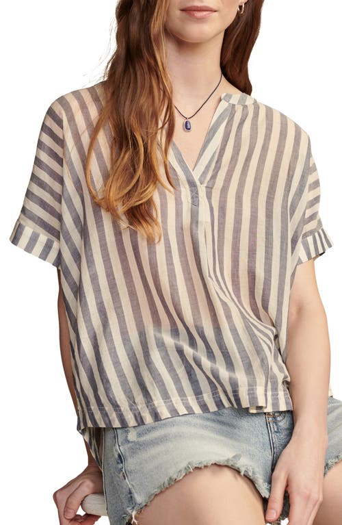 Shop Lucky Brand Stripe Dolman Sleeve Pullover Top In Blue Stripe