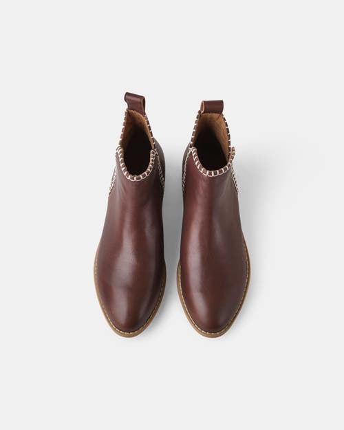 Walnut Melbourne Douglas Stitch Leather Boot In Chocolate