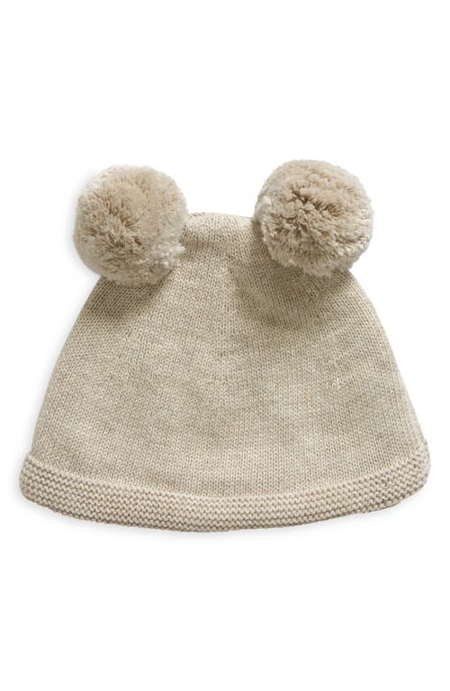 Pink Lemonade Kids'  Double Pompom Organic Cotton Beanie In Gray