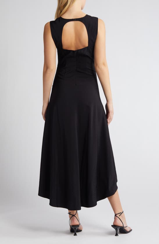 Shop Chelsea28 Ruched High-low Midi Dress In Black