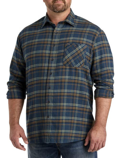 Shop O'neill Redmond Plaid Stretch Flannel Sport Shirt In Midnight Navy