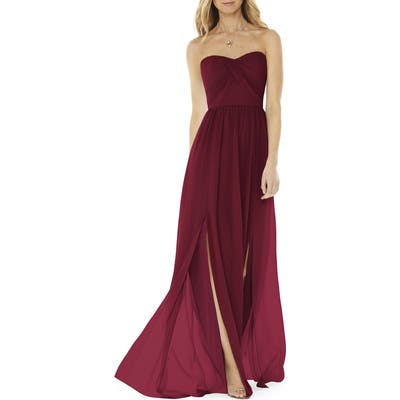 Social Bridesmaids Strapless Georgette Gown, Burgundy