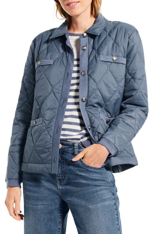 NIC+ZOE Onion Quilted Mixed Media Puffer Jacket in Blue Waves