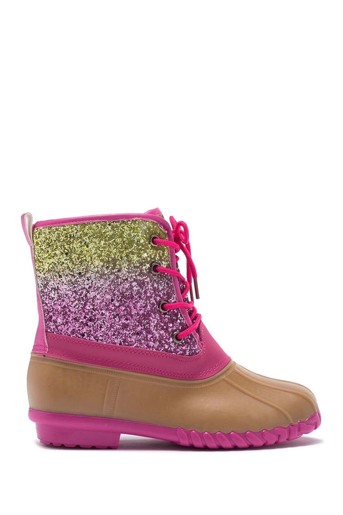 pink glitter duck boots