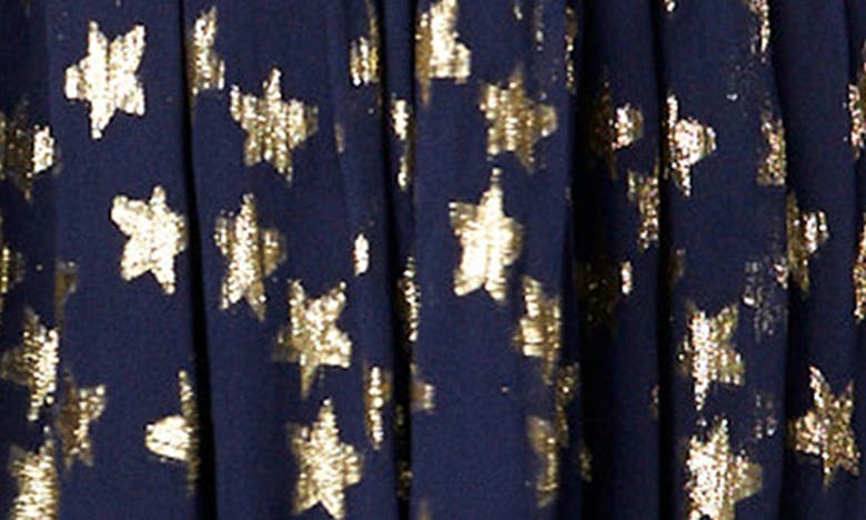 Shop Ciebon Sallie Metallic Star Print Long Sleeve Minidress In Navy
