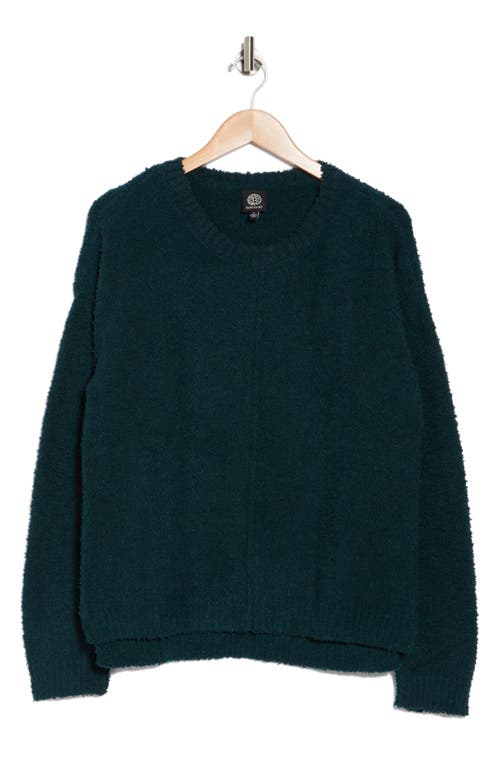 Bobeau Silky Plush Step Hem Sweater In Dark Peacock