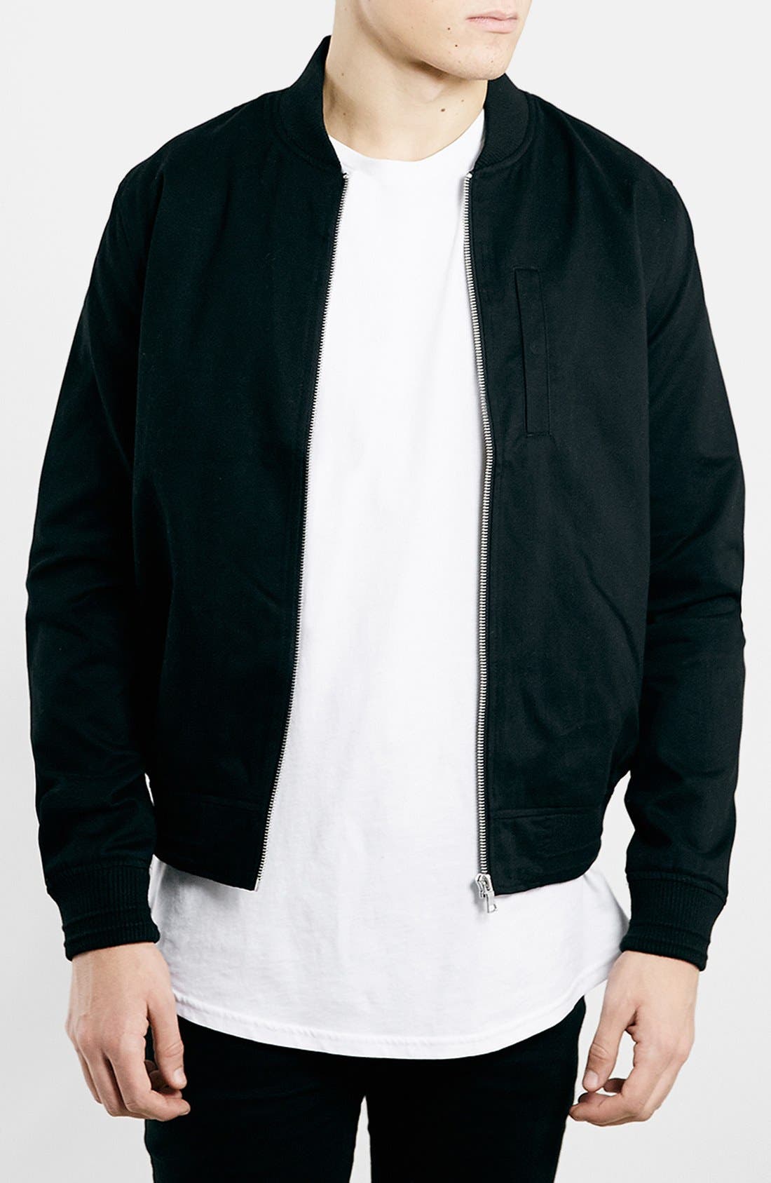 Topman Black Cotton Bomber Jacket Nordstrom