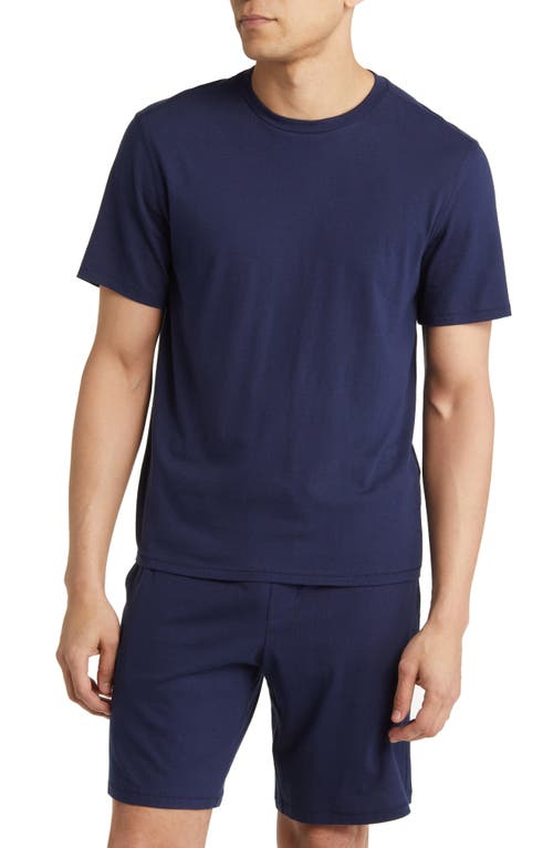 Cotton & Tencel Modal Crewneck T-Shirt in Navy Peacoat