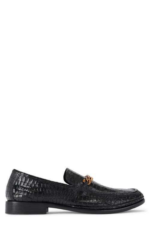 Kurt Geiger London Luca Croc Embossed Loafer In Charcoal
