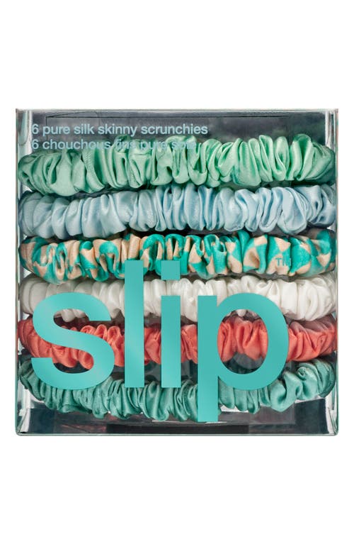 Shop Slip Pure Silk 6-pack Skinny Scrunchies In Seabreeze