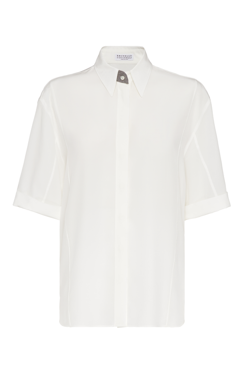 Shop Brunello Cucinelli Crêpe De Chine Shirt In White