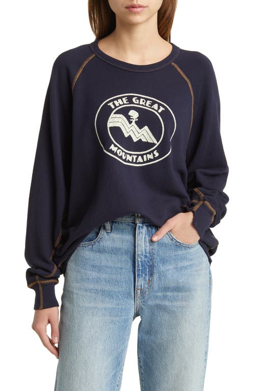 The College Mountain Graphic Cotton Sweatshirt in Stargazer Blue