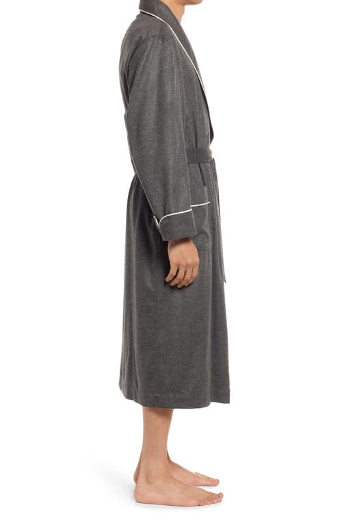 Shop Majestic International Woven Cashmere Robe In Fog W/cream Braid