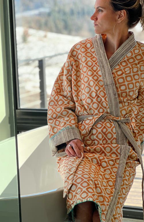 Verve Culture Block Print Reversible Robe In Block Print