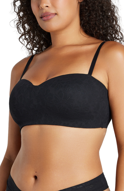 Shop Siella Soft Lace Balconette Foam Bra In Black