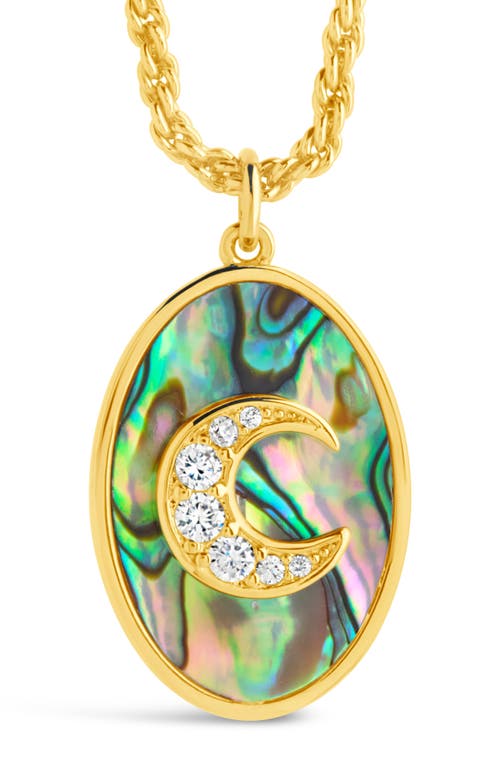 Sterling Forever Carrie Cubic Zirconia Abalone Night Sky Pendant Necklace In Gold