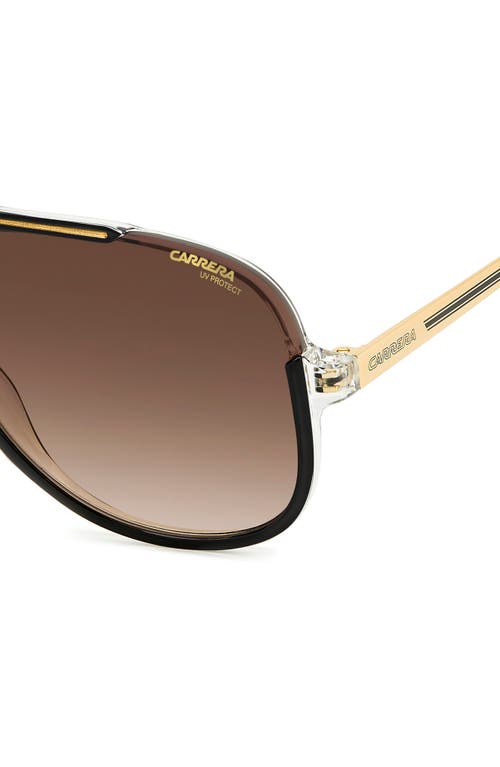 Shop Carrera Eyewear 64mm Oversize Aviator Sunglasses In Black Gold/brown Gradient