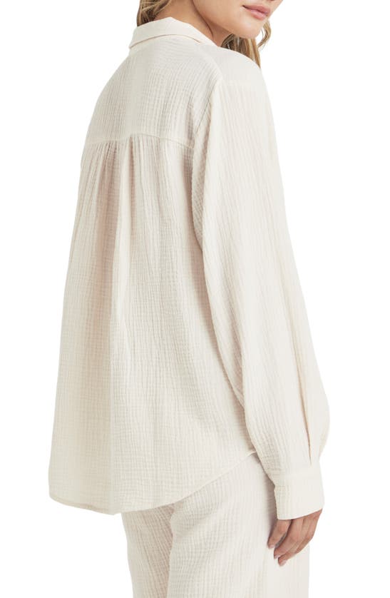 Splendid Adele Oversize Cotton Gauze Button-up Shirt In White Sand