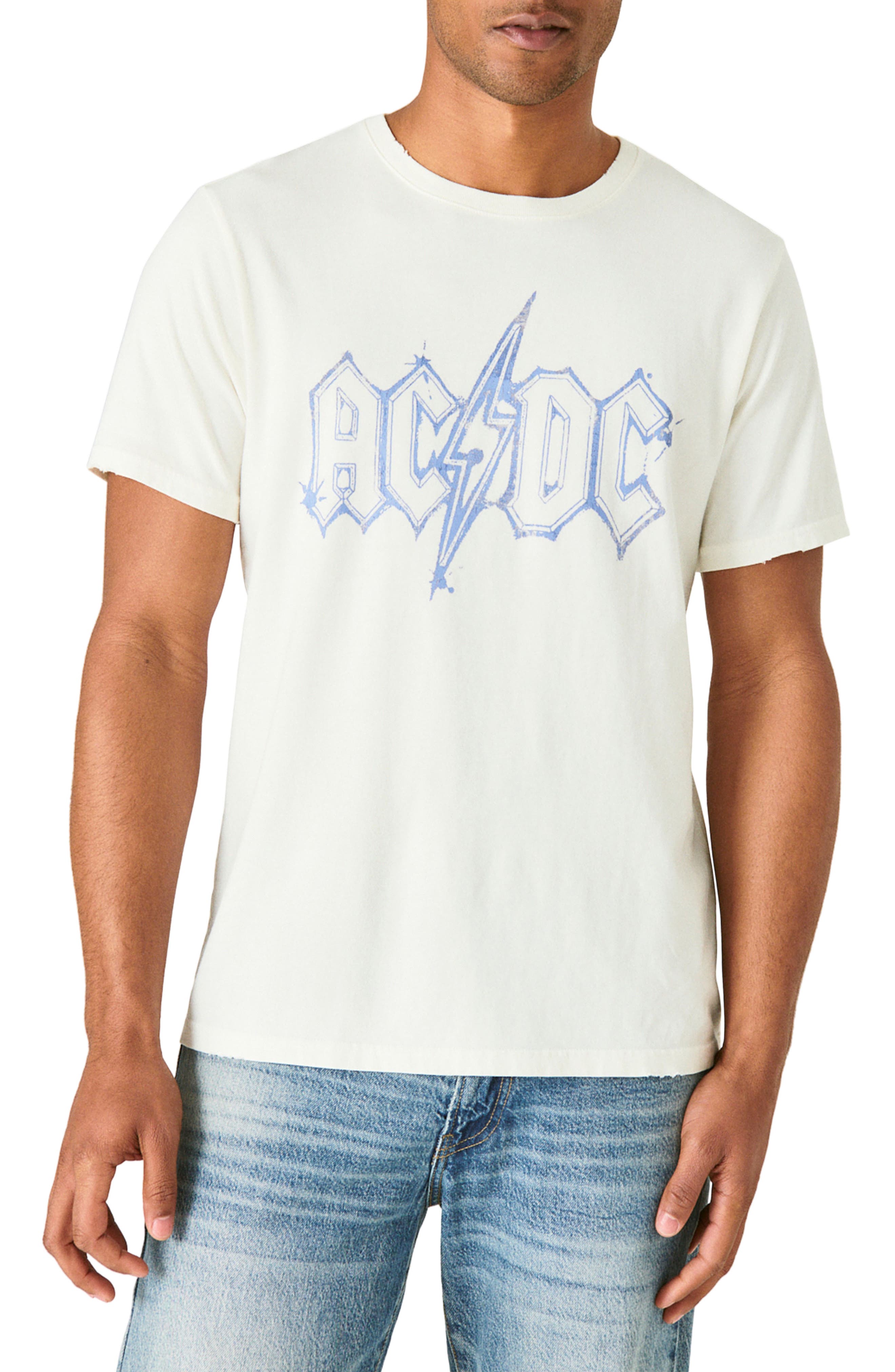 Lucky Brand Acdc Bolt Graphic Tee Men's T Shirt Blanc de Blanc : XL