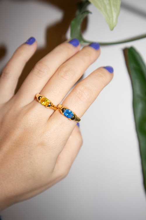 Shop Seree Cleo Zircon Croissant Ring In Blue