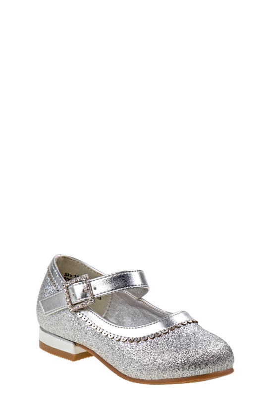 Josmo Toddler Girls Strap Low Heeled Dress Shoes In Silver Glitter