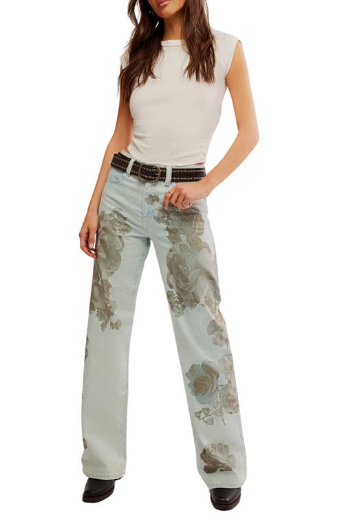 Shop Free People Tinsley Floral Straight Leg Jeans In Daylight Combo