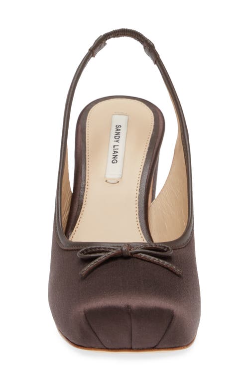 Sandy Liang Square Toe Slingback Ballet Pump In Brunette Satin