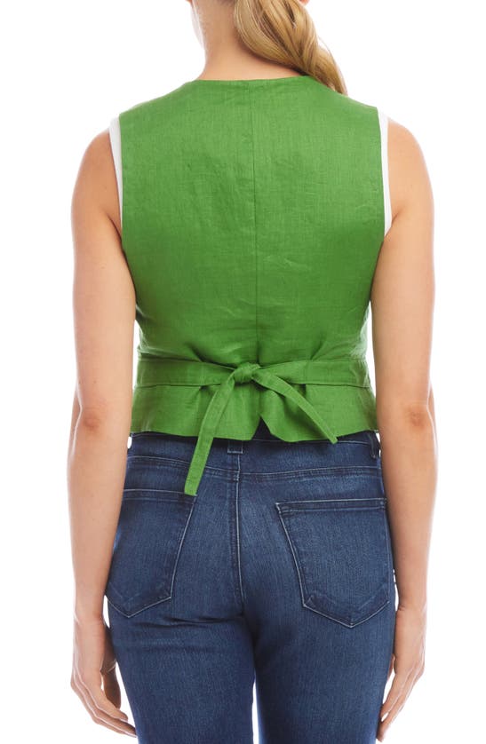 Shop Karen Kane Linen Vest In Green