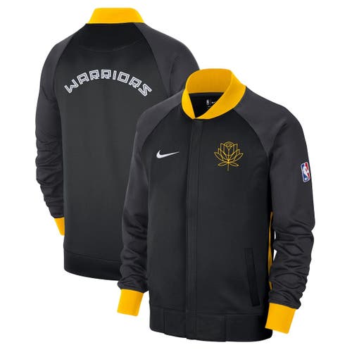 Men's Nike Black/Yellow Golden State Warriors 2022/23 City Edition Showtime Thermaflex Full-Zip Jacket