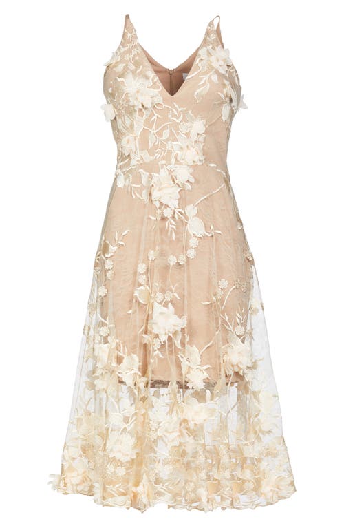 Dress The Population Audrey Floral-print Dress In Cream