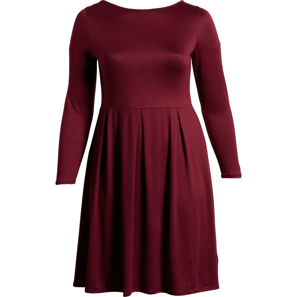 24seven Comfort Apparel Maternity Midi Length Fit And Flare Pocket Dress In Burgundy