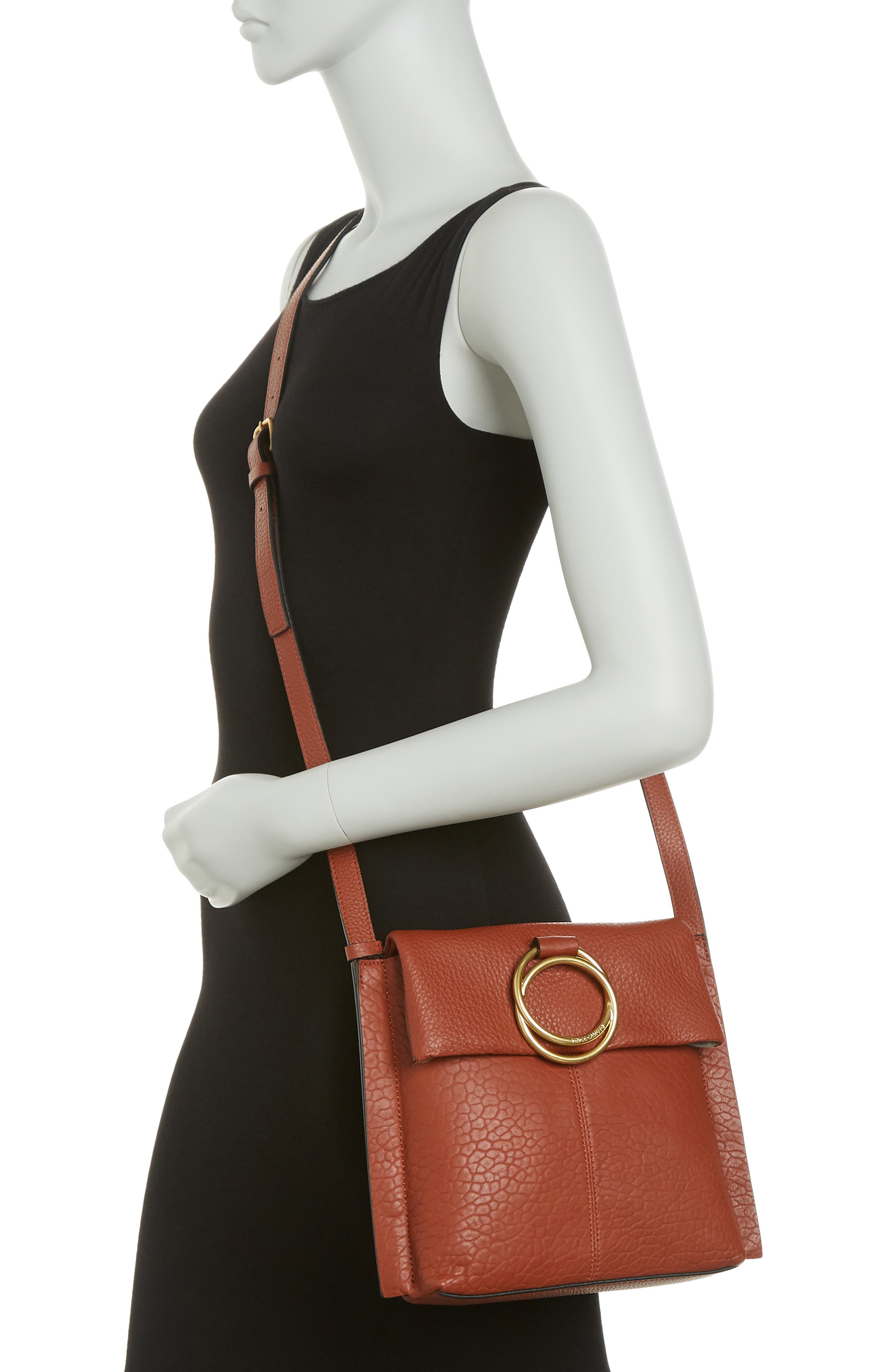 Vince Camuto Livy Large Leather Crossbody Bag In Open Brown