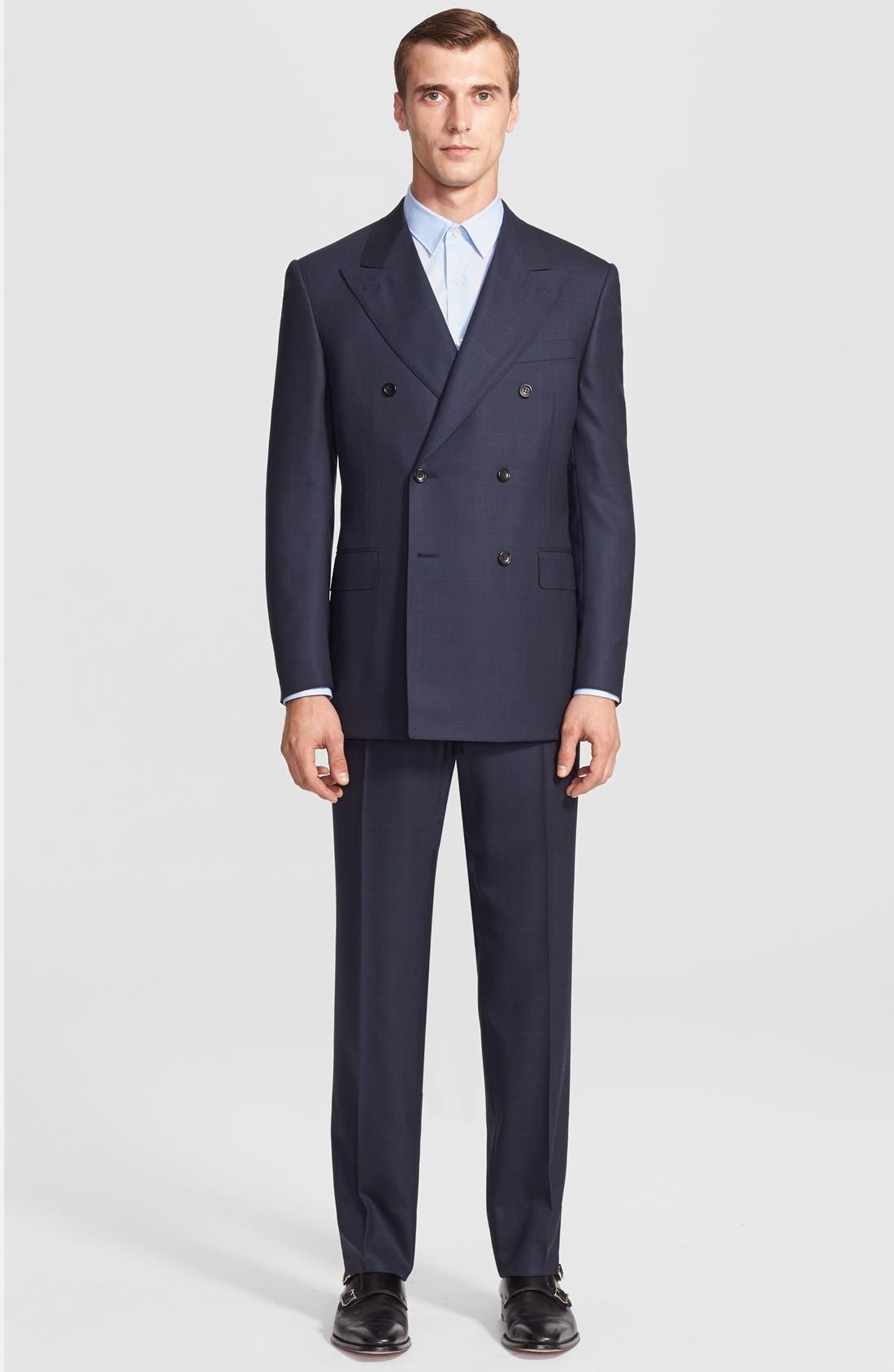 Canali Classic Fit Double Breasted Windowpane Suit Nordstrom