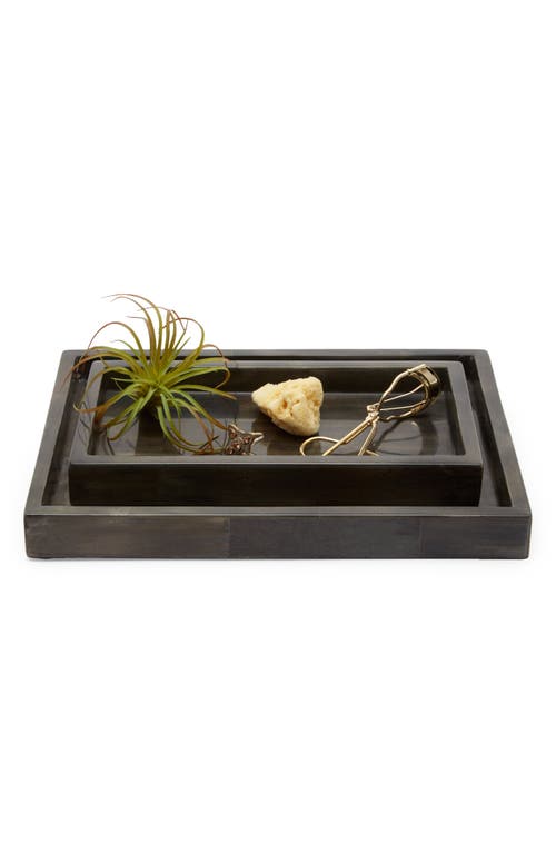 PIGEON AND POODLE Arles Faux Horn Set of 2 Nesting Trays in Dark at Nordstrom