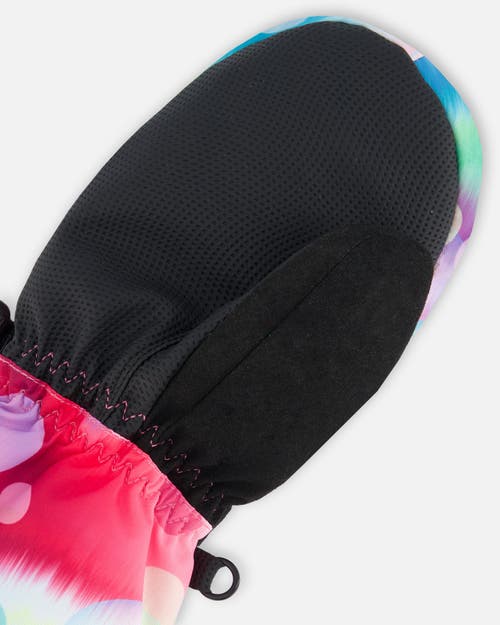 Deux Par Deux Girl's Technical Mittens Printed Multicolor Bubbles In Printed Bubbles