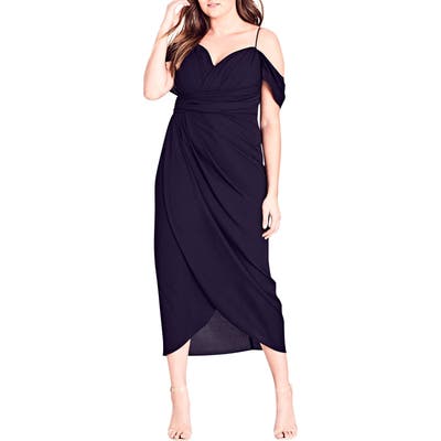 Plus Size City Chic Entwine Cold Shoulder Maxi Dress, Black