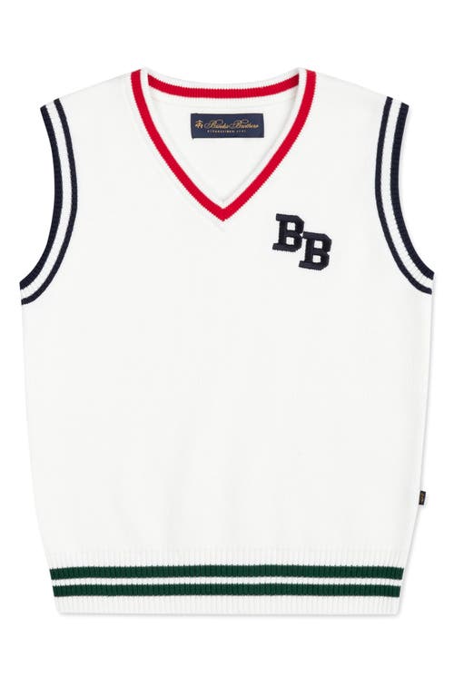 Shop Brooks Brothers Kids' Embroidered Cotton Sweater Vest In White