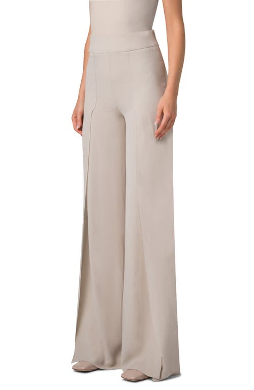 Akris Fellia Silk Georgette Wide-leg Slit Pants In Greige