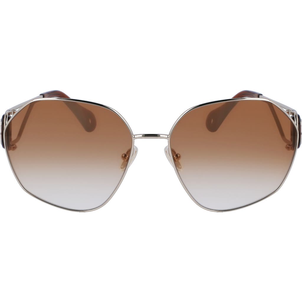 Lanvin Mother & Child 62mm Oversize Rectangular Sunglasses In Gold