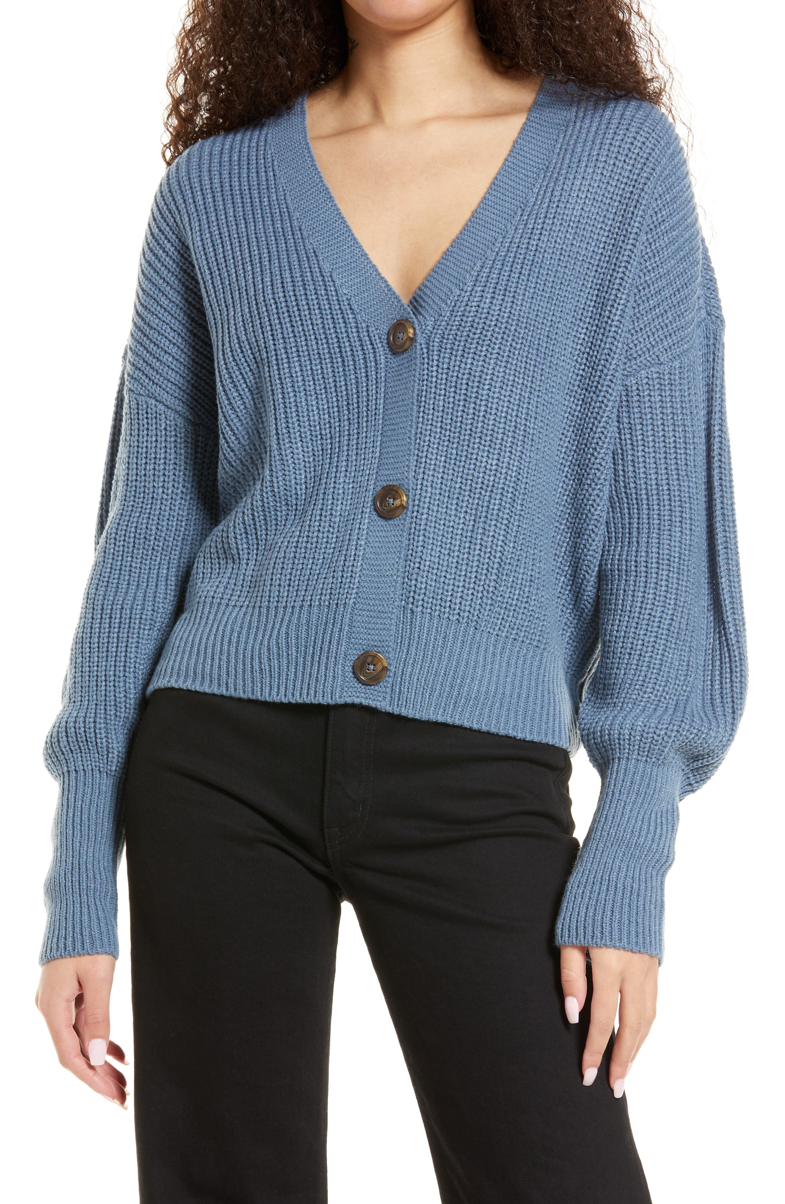 light blue cardigan