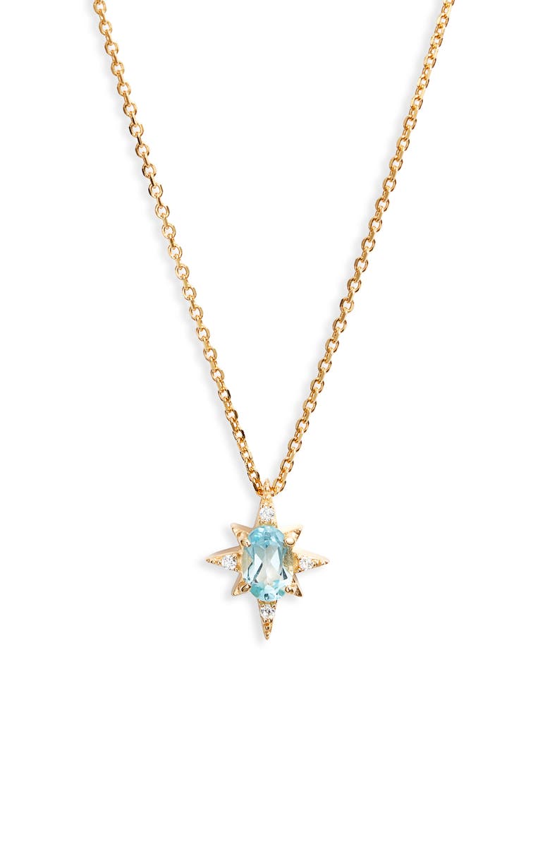Azura Jewelry Aquamarine Starburst Pendant Necklace, Main, color,