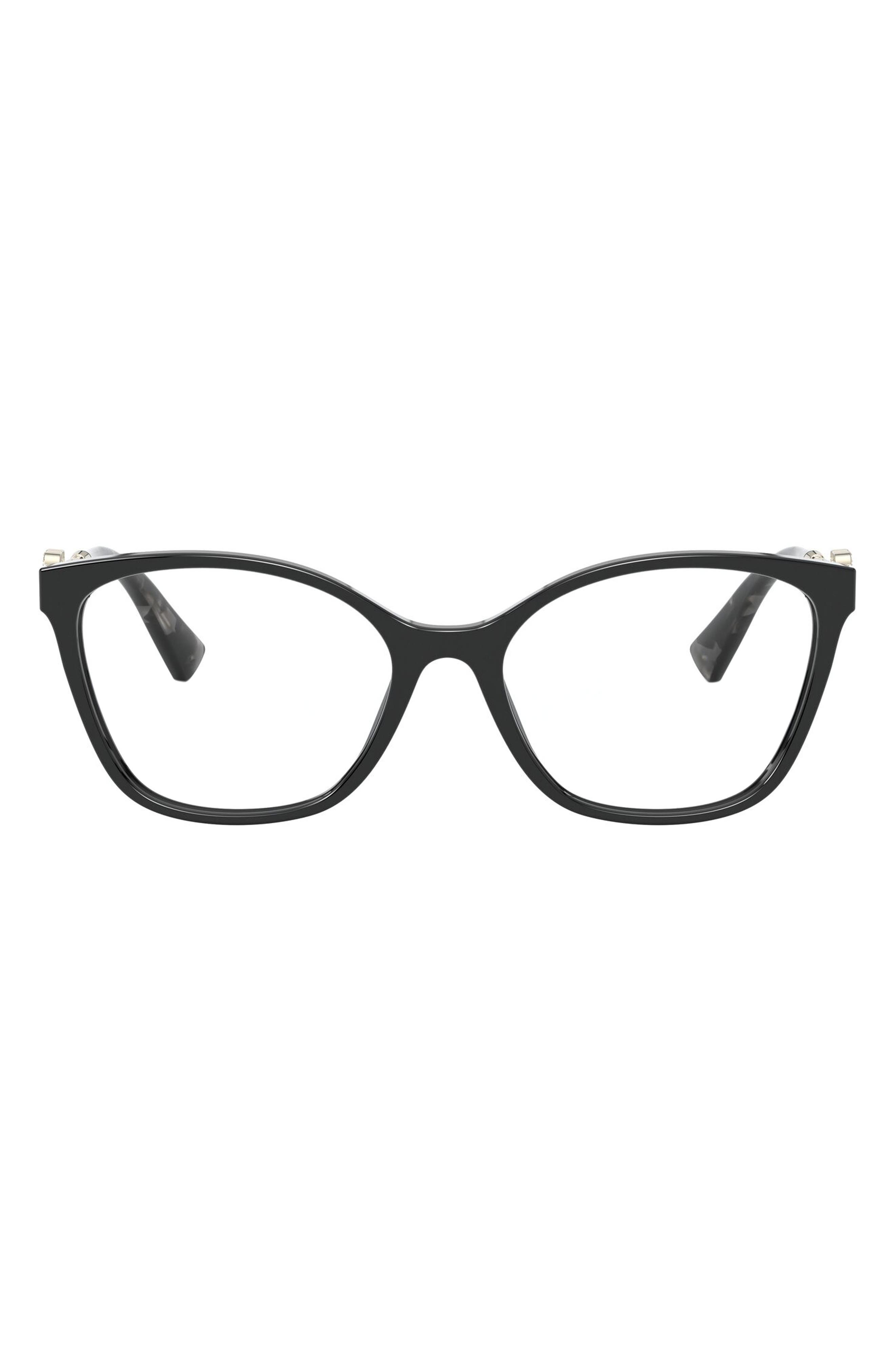 Valentino 54mm Cat Eye Optical Glasses in Black/Demo Lens at Nordstrom