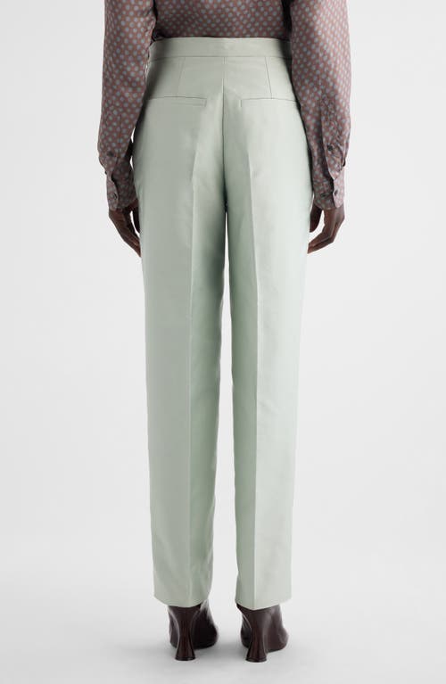 Shop Dries Van Noten Prati Satin Straight Leg Pants In Mint