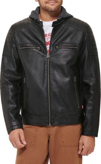 Levi's® Jersey Hood Faux Leather Jacket | Nordstromrack