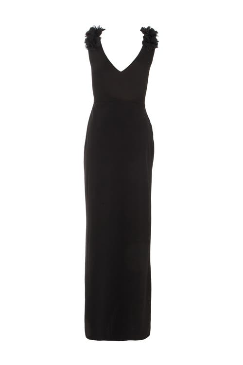 Quiz Scuba Crepe Strap Trim Ruched Maxi Dress In Black