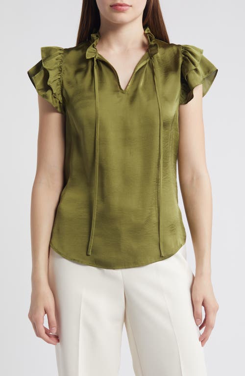 Anne Klein Ruffle Sleeve Top In Green