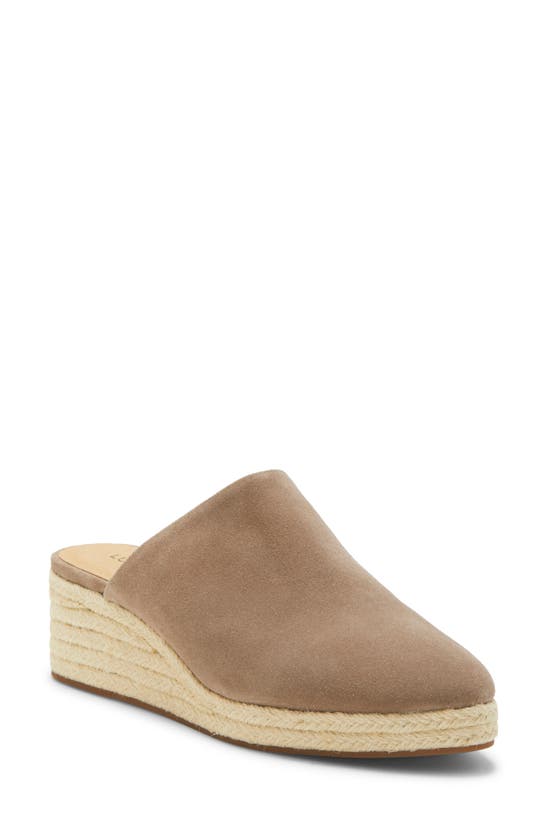 Lucky Brand Luceina Espadrille Wedge In Stone Rock Leather