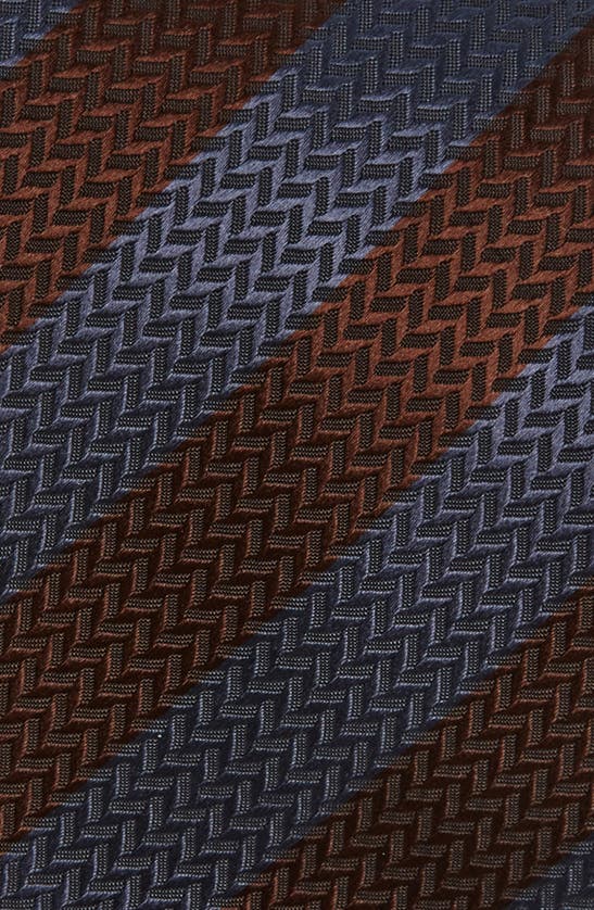 Shop Brioni Repp Stripe Silk Tie In Coffee/ Graphite