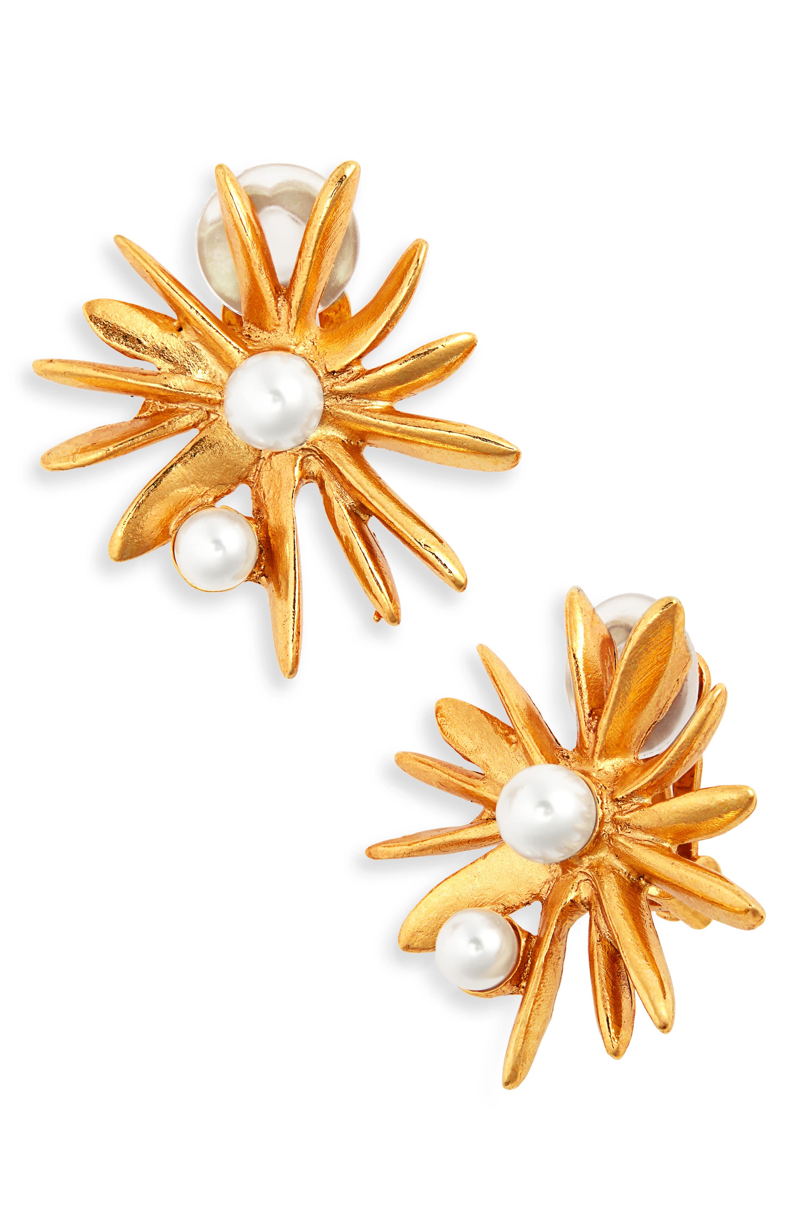Oscar de la Renta Classic Sunburst Button Clip Earrings Nordstrom